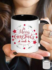 1pc 11oz Merry Christmas Happy New Year Ceramic Mug Perfect For Coffee,Tea,Juice,Insulated,Reusable, Ideal Holiday Gift And Birthday Gift,Gift For Him,Funny Mug, Water Cup, Summer Winter Drinkware,Suitable For Hot Or Cold Drinks,Home Kitchen Items,Multi Purpose,Hand Wash Only,All Seasons And OccasionsEaster,Valentine's Day Gifts,Friends Anniversary Festival,Party,Wedding,Ideal Gift For Mother's Day Back To School