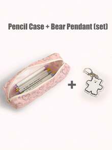 2pcs Pink Heart Pencil Cases - Large Capacity, Stylish Stationery Organizer For Students & Daily Use Cute Pencil Case Pencil Case Pouch - Pink - View 9