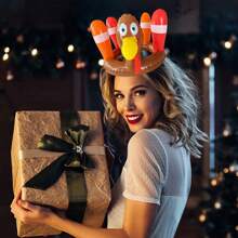 1 pieza Juego de anillos inflables para lanzar, sombrero de Turquía adecuado para fiestas grupales, incluye 4 anillos inflables - Café integral - Ver 6