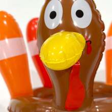 1 pieza Juego de anillos inflables para lanzar, sombrero de Turquía adecuado para fiestas grupales, incluye 4 anillos inflables - Café integral - Ver 4