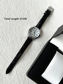 Pablo Raez 1pc Silver Lady Watch Women Luxury Crystal Dress Watch SUS304 Stainless Steel IPS Case Elegant Brand New Design Quartz Watch For Lady Fahionable White Face With Date Calendar Luminous Diamond Display High Quality Woman Popular Wristwatch 50M Waterproof Soft & Breathable Black Color Microfiber Leather Casual Teenagers Girls Lovely Watch Nice Gifts For Friend Or Family Fit For Daily Life/Work/Party Decorations