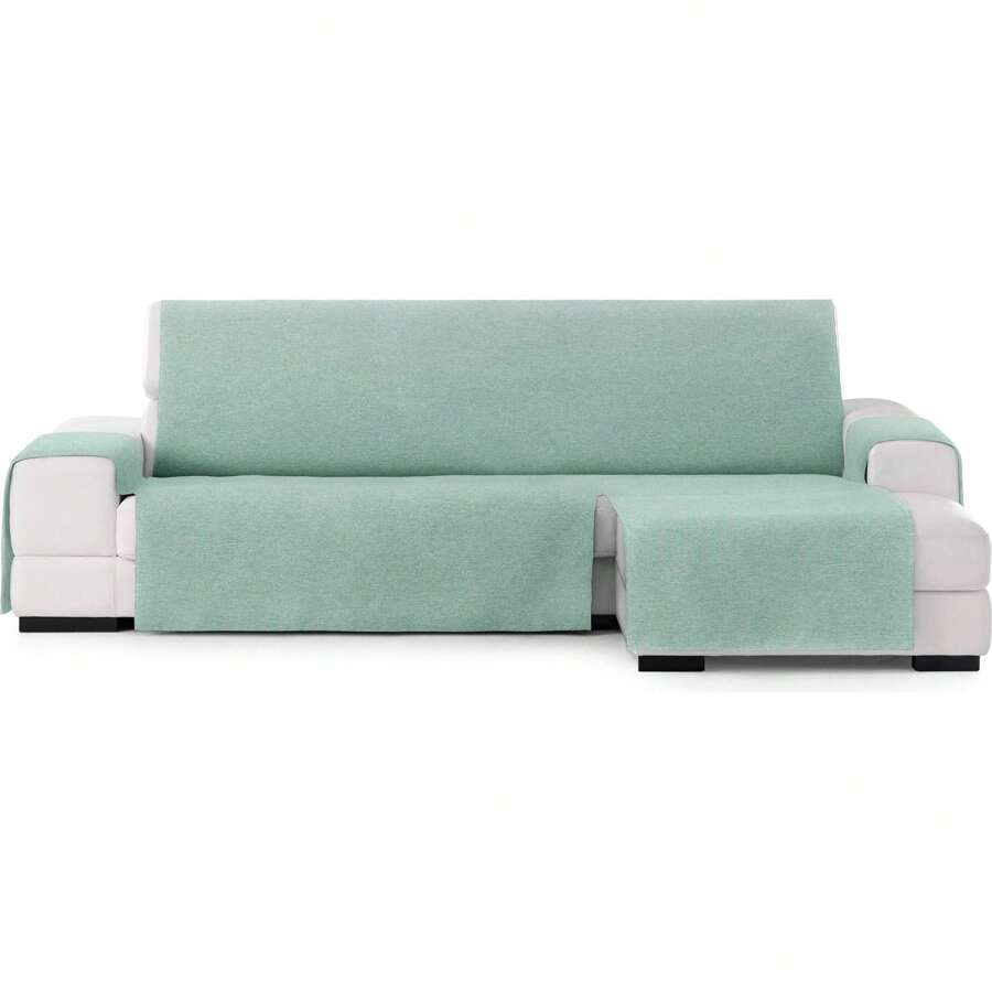Ecommerc3 | Chaise Longue Sofa Cover Right Size (Variety Of Colors) - Sofa Protector - Extra Soft Touch Sofa Cover - Easy Installation With Elastic Rubber Bands - Green - View 1