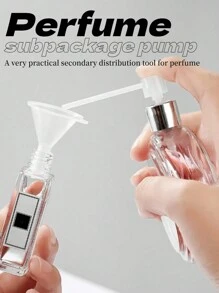 1 Conjunto de Distribuidor de Bomba de Perfume, incluindo Conta-Gotas, Bomba de Subembalagem e Funil, é uma ferramenta necessária para Subembalagem de Perfume de Maquiagem e um equipamento perfeito para Viagens, adequado para uso em garrafas de 5-15 mililitros