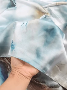 1 pièce Nouveau design Hijabs imprimés dégradé marbré premium Impression à l'eau élégante Foulard pour femmes, matériau doux multifonctionnel Pare-soleil/coupe-vent Châle de foulard, adapté à la vie quotidienne/fêtes/occasions de banquet Accessoires Abaya Voile pour femmes