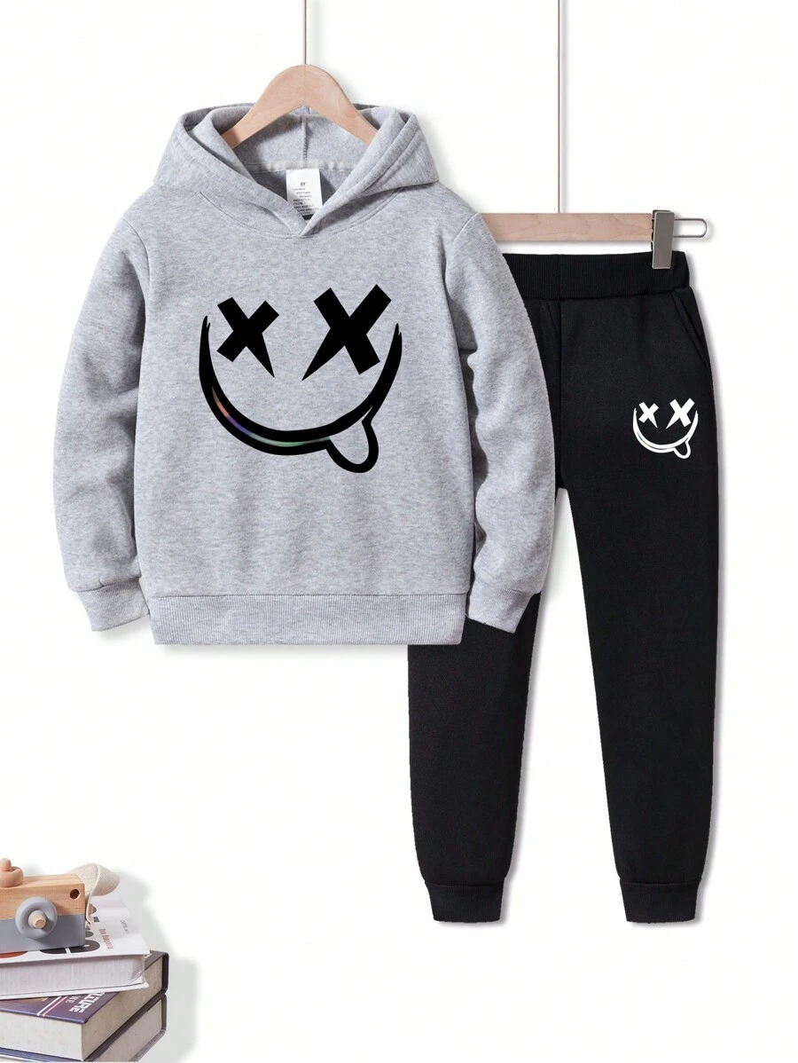 男童印花舒适连帽衫和运动裤套装 - 彩色 - 查看 1