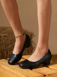Women's Black Comfort Square Toe Flat Shoes, Simple Elegant Style For Daily Commute And Dating, Spring/Summer, Suede Low Heel Loafers