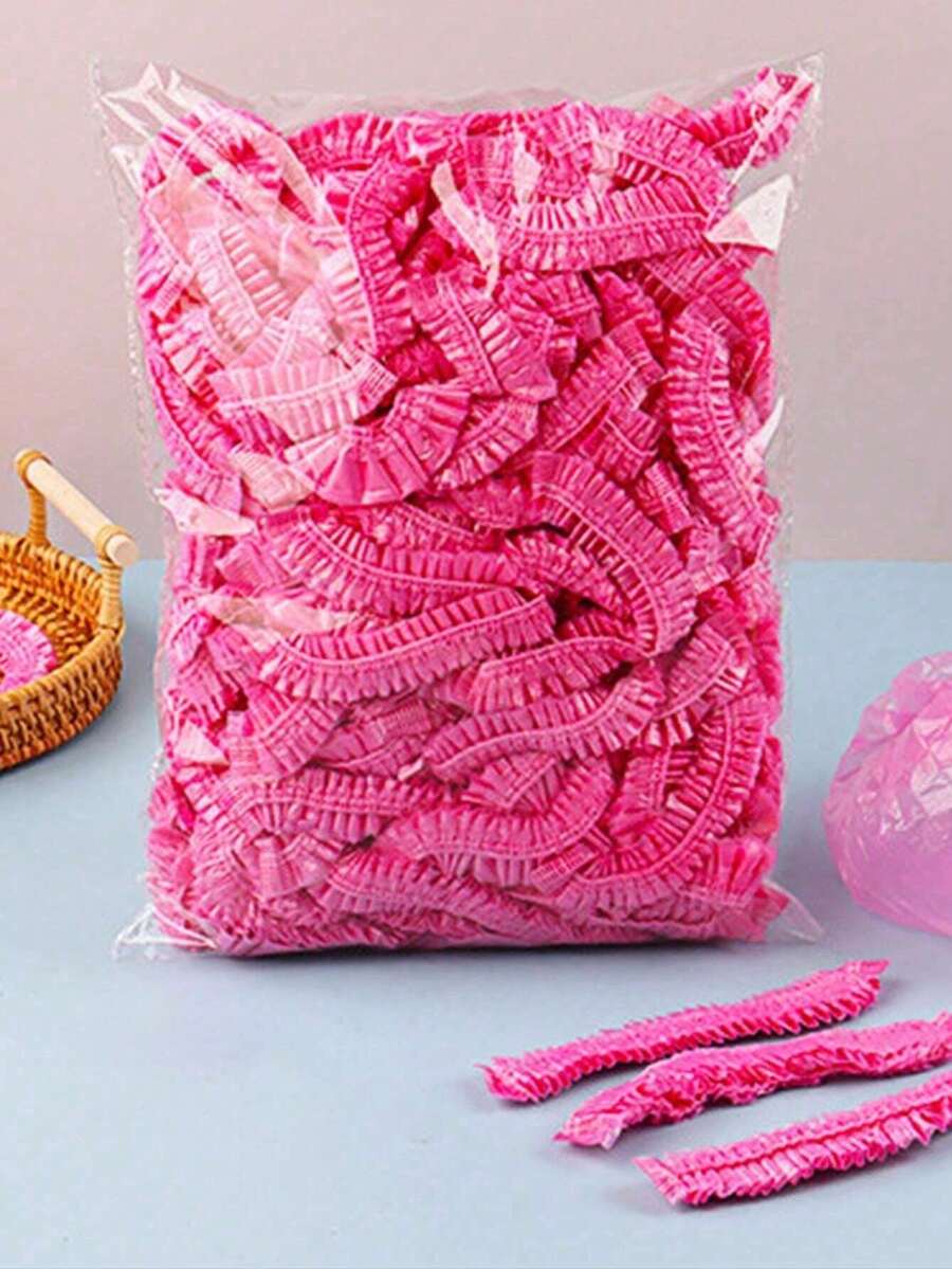 50/100 Mũ tắm dùng một lần, Mũ trùm tóc bằng nhựa trong suốt, Mũ tắm chống thấm nước cho nữ, Phụ kiện thiết yếu khi đi du lịch khách sạn, Sản phẩm chăm sóc và làm sạch tóc dưỡng ẩm sâu - Nhiều màu - Xem 1