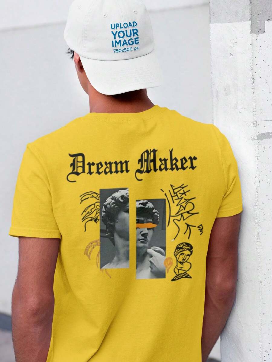 Men's T-Shirt 100% Cotton Premium Dream Maker Statue Shirt Streetwear - Màu vàng - Xem 1