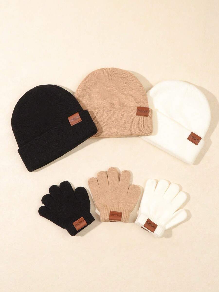 Bộ 3 mũ len và găng tay biểu tượng ô tô Unisex cho trẻ mới biết đi (3 mũ + 3 đôi găng tay), mùa thu/đông - Nhiều màu - Xem 1