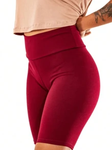 Women's Suplex Bermuda Shorts High Waist Gym Fitness Sports PLUS SIZE - Gỗ đỏ - Xem 1
