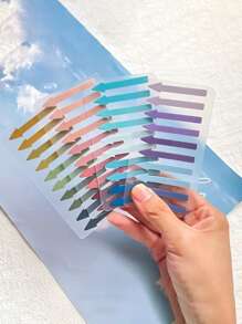 200 Pieces/Card PET Arrow-Shaped Sticky Notes, Translucent Color Highlight Index Labels, Waterproof Mini Bookmark Strip Sticky Notes, Suitable For Home And Office Use Back To School