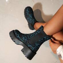 1 Pair Leopard Print Comfortable Versatile Outdoor Boots For Women - Blue - View 3