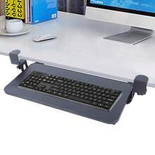 Clamp-On Computer Keyboard Mouse Under Desk Mount Slider Tray Extender Tray - Black - View 7