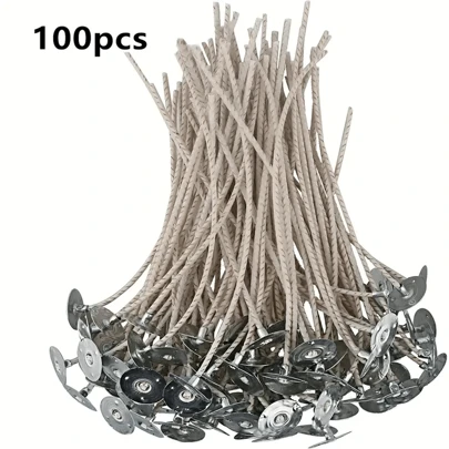 Wax Candle Wick - Pre-Waxed, 6 Inch Long, Suitable Thickness For Best Smoking Effect - Durable Metal Base, Very Suitable For Candle Making