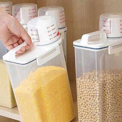 1 pieza Contenedor sellado para almacenamiento de arroz a prueba de insectos y humedad para harina y diversos granos, apto para cocina y mascotas, color blanco, decoración del hogar, regalos de Navidad, regalos del hogar, decoración de habitaciones