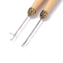 Agulha Gancho Para Crochet Braids Cabo de Madeirao Entrelace Trança Em Crochê Mega Hair com Microlink (1 Unidade)