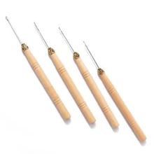 Agulha Gancho Para Crochet Braids Cabo de Madeirao Entrelace Trança Em Crochê Mega Hair com Microlink (1 Unidade)