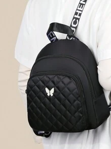 韩版Okoni开学季帆布背包，专为开学季设计，在众多时尚单品中脱颖而出，简约时尚的设计，舒适休闲，容量大，无论是旅行还是上学都适用。 - 黑色 - 查看 6