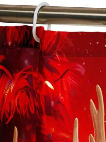 1pc/4pcs Christmas Santa Claus, Reindeer, Snowman, Christmas Tree Print Shower Curtain Set, Waterproof Shower Curtain With 12 Hooks, Bath Mat, Toilet U-Shaped Mat, Toilet Seat Cover, Bathroom Divider, Bathroom Accessories, Bathroom Decor Fall Decor Back To School