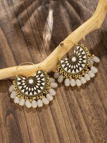 2 chiếc bông tai hạt tua rua phong cách Bohemian, hoa tai cổ điển độc đáo cá nhân hóa cho phụ nữ đeo hàng ngày - Nhiều màu - Xem 5