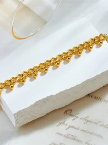 1 peça pulseira com pingente de borla, elegante, vintage, minimalista, versátil, de aço inoxidável, com corrente de esferas, para mulheres