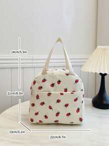 Portable Lunch Bag Waterproof Thermal Insulated Lunch Box Bento Pouch Dinner Insulation Bag Student Thickened Cute Lunch Fruit Bag Pink Leopard Print Small Floral Back To School Supplies Bag For School School Accessories School Stuff