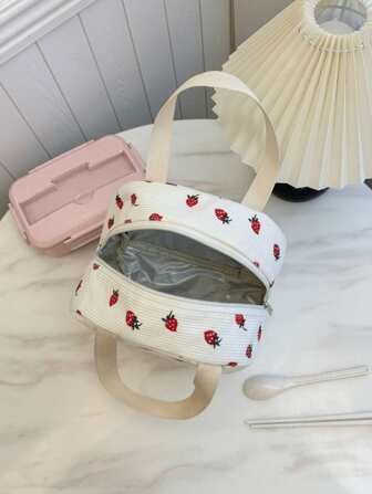 Portable Lunch Bag, Waterproof Insulated Lunch Box, Bento Bag, Dinner Insulation Bag, Cute Fruit Lunch Bag For Students, Pink Leopard & Floral Back To School Supplies Bag