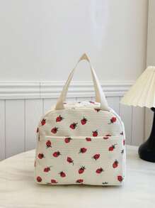 Portable Lunch Bag Waterproof Thermal Insulated Lunch Box Bento Pouch Dinner Insulation Bag Student Thickened Cute Lunch Fruit Bag Pink Leopard Print Small Floral Back To School Supplies Bag For School School Accessories School Stuff
