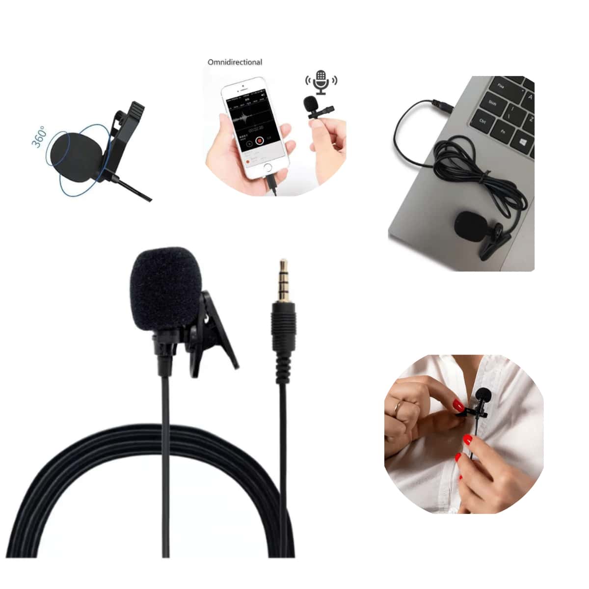 Lavalier Microphone For Recording Interview Teaching Stream Studio Live Study Podcast Professional Quality Best Cost Benefit - màu đen - Xem 1