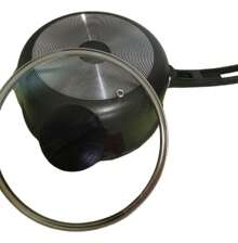 Large Casserole Set Non-Stick Teflon Glass Lid 2 Units - 黑色 - 查看 2