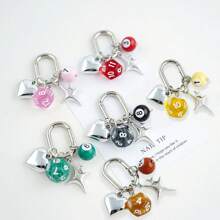 1pc Unisex Heart Shaped Asymmetrical Dice Design Keychain, Bag Pendant Halloween Valentine's Day Valentines Car Accessories Bag Charm