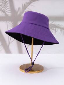 1 chiếc mũ xô màu trơn có thể đảo ngược dành cho phụ nữ, thích hợp để đội ngoài trời hàng ngày, chống nắng - Mũ xô có thể đảo ngược - Xem 4