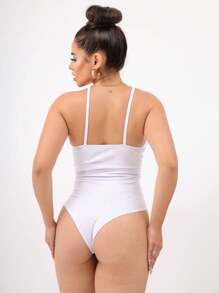 Women's Bodysuit With Straps, Suplex Fashion Bodysuit - trắng - Xem 3