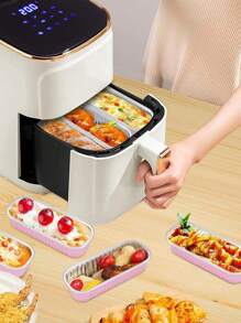 8/10/15/20/24 piezas Moldes rectangulares de cupcakes color rosa con lámina de aluminio, con tapas, un set de moldes de mini torta/muffins resistentes al calor, envases de postre de hojalata, los utensilios de cocina perfectos para bodas, cumpleaños y fiestas - Rosa - Ver 3