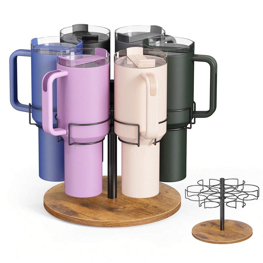 Water Bottle Organizer For 40 Oz Tumbler With Handle, Rotatable  Cup Organizer Holder, Kitchen Organizers And Storage For  Cup Accessories, Wooden Base(Black) - màu đen - Xem 1
