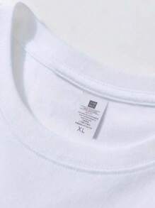 Men's T-Shirt 100% Cotton Shirt Printed Blouse Puzzle Round Neck Unisex New Release - trắng - Xem 2