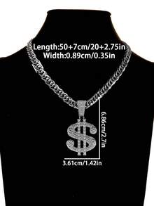 1 件嘻哈风格大胆美元符号吊坠项链中性夸张个性化街头说唱嘻哈珠宝 - 嘻哈美元項鍊 - 查看 2