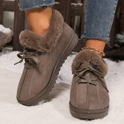 Women's Spring/Autumn Fashion Knit Breathable Shoes, Comfortable Non-Slip Warm Lining Outdoor Lightweight Casual Low Heel Slip-On Pumps