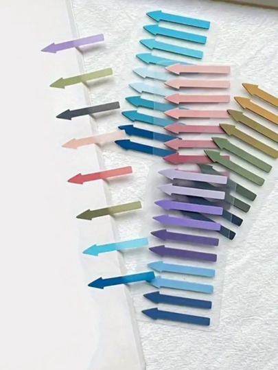 200 Pieces/Card PET Arrow-Shaped Sticky Notes, Translucent Color Highlight Index Labels, Waterproof Mini Bookmark Strip Sticky Notes, Suitable For Home And Office Use Back To School