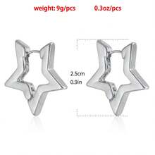 1 对环状耳环 14K 镀金空心星形设计搭配日常服装派对配饰完美时尚装饰 - 如圖 - 查看 6