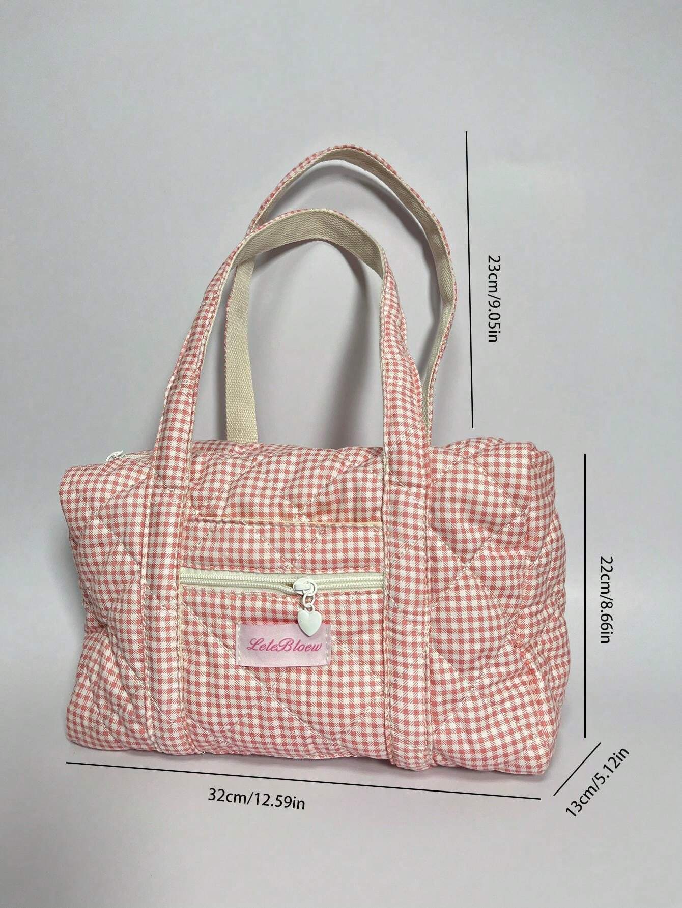 Retro Ditsy Floral Large Capacity Tote Bag, Shoulder Bag, Quilted