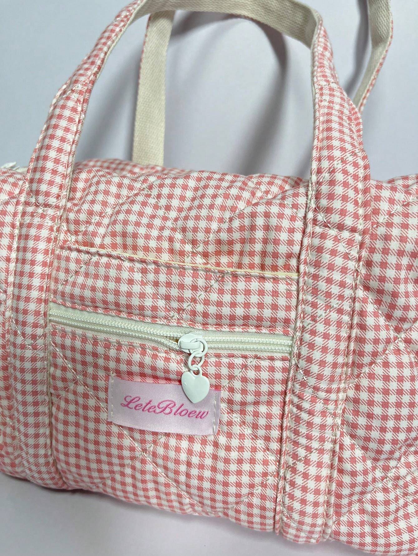 Retro Ditsy Floral Large Capacity Tote Bag, Shoulder Bag, Quilted