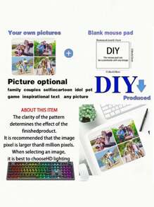1 szt. dostosowywana podkładka pod mysz DIY, spersonalizuj swoją dużą podkładkę pod mysz do gier, podkładka na biurko z antypoślizgową gumową podstawą i obszytymi krawędziami, podkładka pod mysz do gier na komputer stacjonarny, PC, do biura, domu, idealny prezent