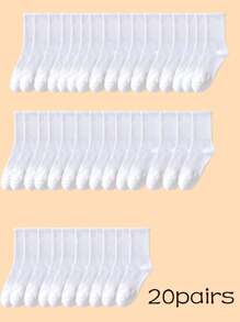 20 Pairs Plus Size Unisex Thin Breathable Antibacterial Odor-Resistant Crew Socks, Suitable For All Seasons