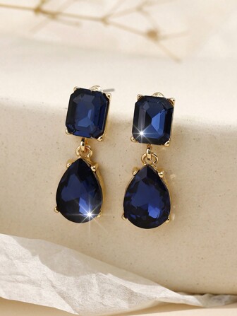 1 Pair Boho Style Rhinestone Embellished Alloy Luxury Fashion Versatile Earrings