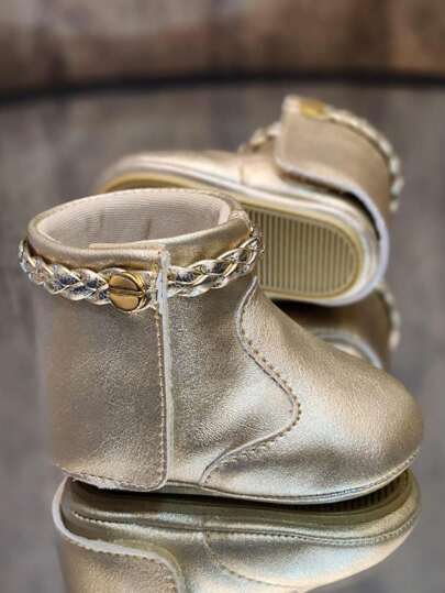 Bota Botinha Infantil Bebê Feminina Recém Nascido Com Laço E Solinha Ideal Para Os Primeiros Passos Menina