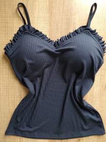 Cailin Store Women's Tank Top With Straps, Ruffles, Ribbed, With Padded Basics, Various Fashion, Super Shipping!! - Màu Đỏ Sâu - Xem 4
