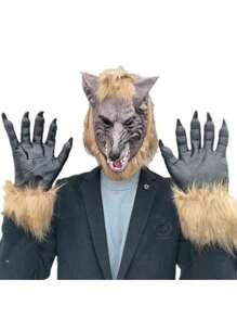 1 Cặp Găng Tay Người Sói Halloween / Bộ, Găng Tay Sói Ma Quái Đáng Sợ, Găng Tay Tay Quái Thú Lông Xù & Trang Phục Mũ Đội Đầu - Nhiều màu - Xem 5