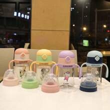 240ml Anti-Leak Baby Bottle Cup With Straw And Spout For Baby Learning Children's Water Bottle - 藍色2個噴嘴240ml - 查看 2