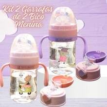 240ml Anti-Leak Baby Bottle Cup With Straw And Spout For Baby Learning Children's Water Bottle - 藍色2個噴嘴240ml - 查看 3